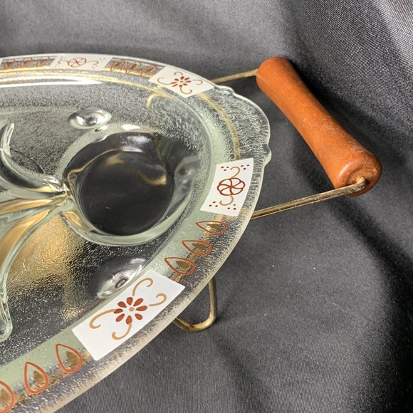 VTG MCM Inland Glass Atomic tree of life serving platter with metal warming tray - Picture 3 of 16